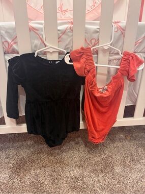 Kids One-Piece Set - Black & Coral